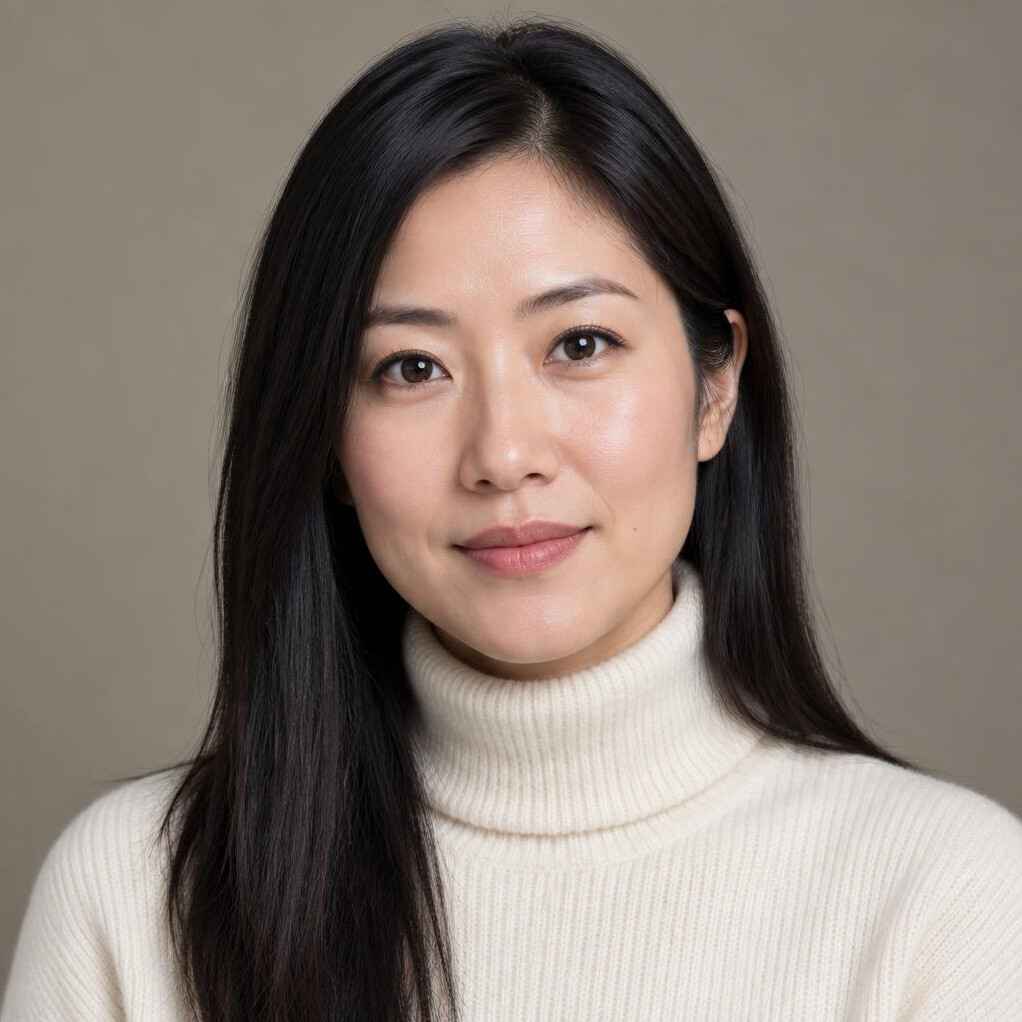 Studio portrait of a woman of East Asian descent in her thirties