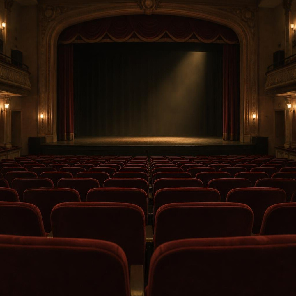 Empty theater auditorium with rows of seats